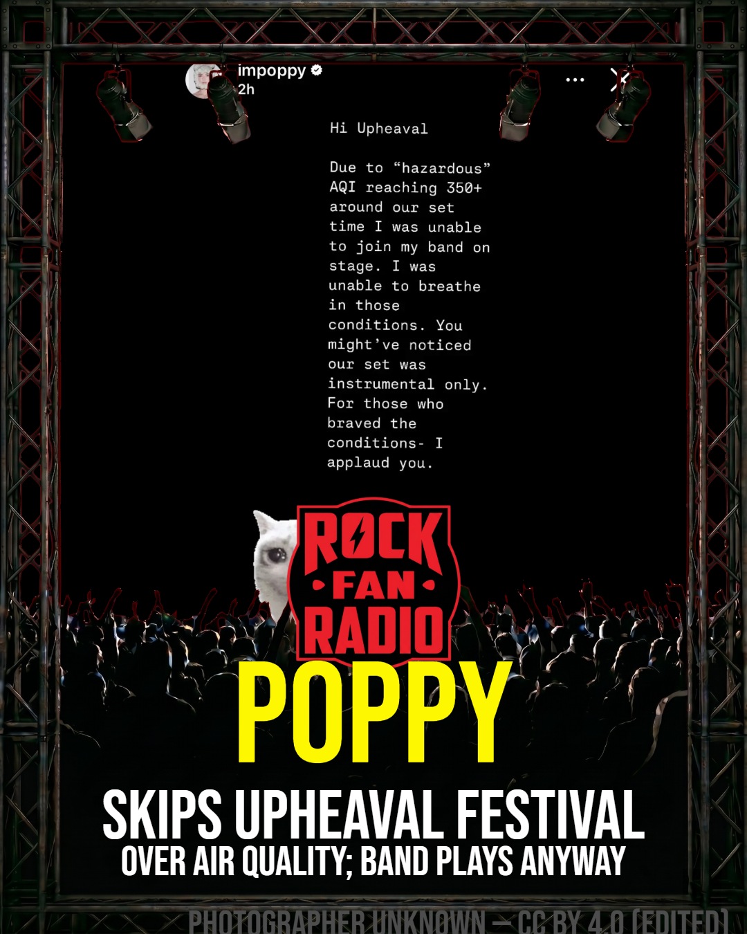 Poppy Skips Upheaval Festival Over Air Quality; Band Plays Anyway