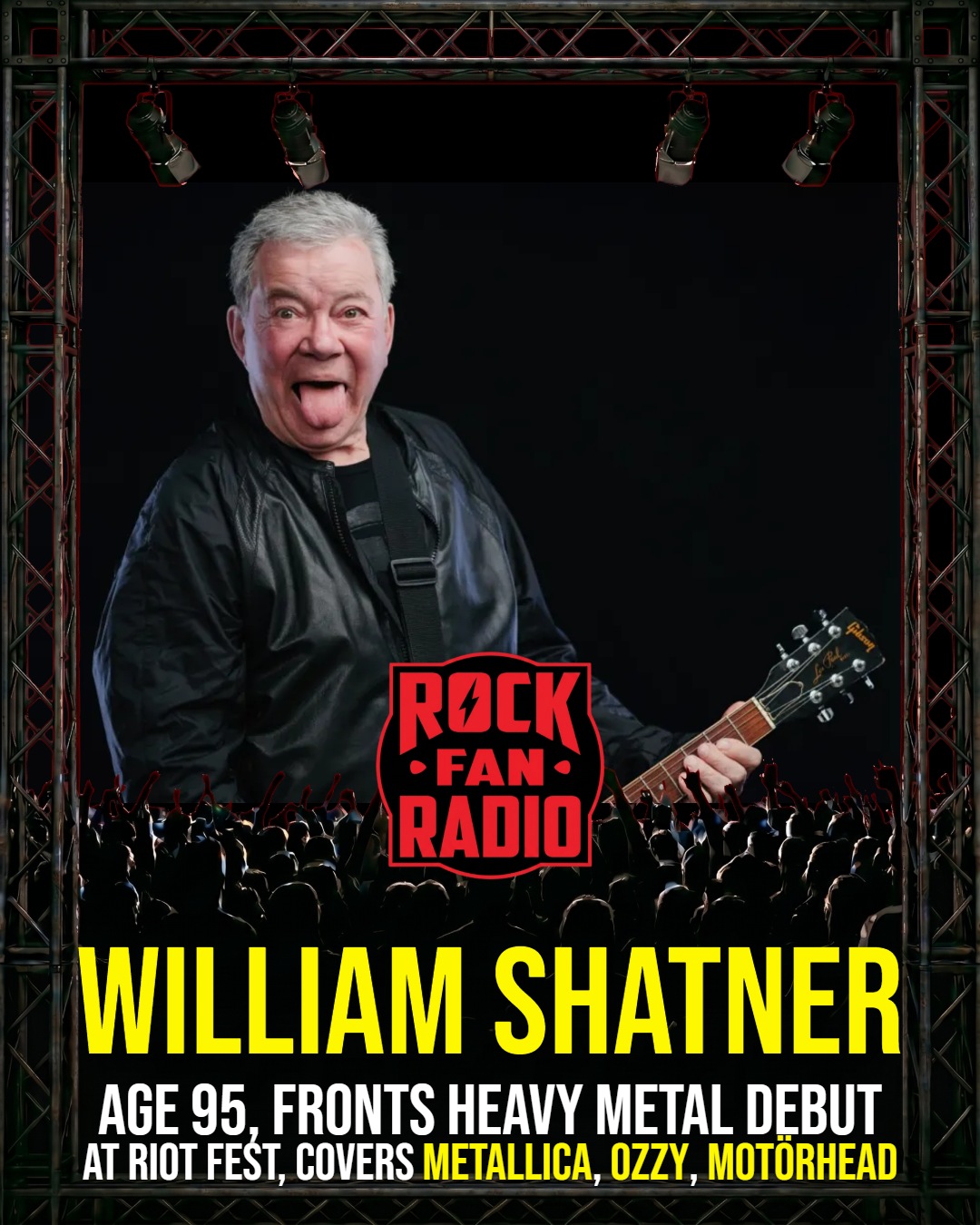 William Shatner, 95, Fronts Heavy Metal Debut at Riot Fest—Covers Metallica, Ozzy, Motörhead